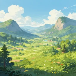 beautiful landscape, art by Devolver Digital