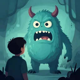 an individual looks at a disgusting monster infographic vector digital art