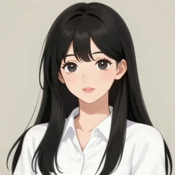 An anime portrait of a beautiful girl with long black hair wearing a white blouse, by Stanley Artgerm Lau, WLOP, Rossdraws, James Jean, Andrei Riabovitchev, Marc Simonetti, and Sakimichan, tranding on artstation