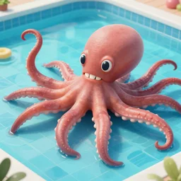 tentacles in a swimming pool, 3 d octane render, teeth, trending on artstation