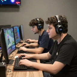 two gamers sharing a moment during a Valorant match. 4k photography.