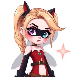 little cartoon female character inspired by harley quinn and star butterfly from star vs force the evil, artwork by studios ghibli and rossdraws, anatomically correct, smooth, clean detailed, sharped focus, symmetrical, perfect composition, illustration, extremely coherent