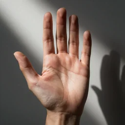 photo of one!! detailed woman's hand palm up, instagram photo, studio photo