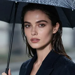 high - quality award winning photo by peter lindbergh of a beautiful woman under the rain, detailed, fashion photography, beautiful, elegant