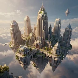 an insanely intricate detailed beautifull 3 d render of a flying city, unreal engine, octane render, redshift, 8 k resolution, cell shaded rendering, soft dramatic lighting, cinematic, subsurface scattering, anti aliashing, by disney