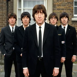 nic cage superimposed into a photo as the fifth beatle