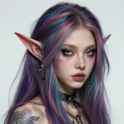 beautiful goblin - orc girl with multicolored hair character portrait, concept art, intricate details, highly detailed photorealistic portrait in the style of adam hughes, seseon yoon, artgerm and warren louw