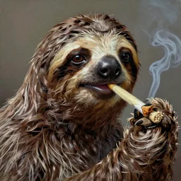 ultra realistic portrait painting of a sloth smoking a joint, vaguely resembling snoop dogg, art by frank frazetta, 4 k, ultra realistic, highly detailed, epic lighting