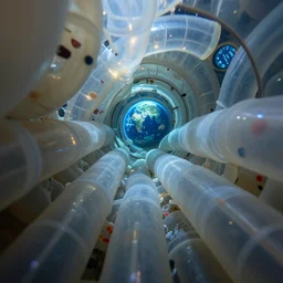 4 0 mm f / 1. 4, extreme closeup still : translucent ordered structures inside in the mesoglea, light continually scatters internally : total internal reflection, navigable via a network of gargantuan tubes, the space has ample cubbies to store small items, while inside the conduit the lack of floor removes all sense of orientation, vast distant worlds are visible through different overlapping apertures, portal system multi - hub viewport interface, depth of field
