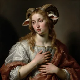 the very beautiful portrait of the sheep queen art by giotto, raphael, karavajo, royal