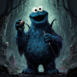 a eldritch god as cookie monster, lovecraftian, evil, craig mullins