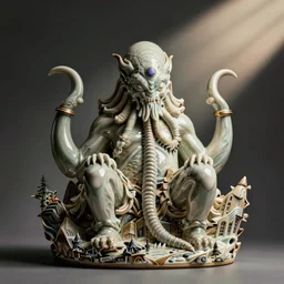 a porcelain sculpture of cthulhu product shot