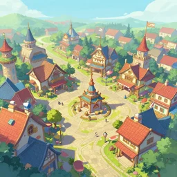 photo cartoon illustration comics manga painting of town centerenvironement : 6 fantasy environement, digital painting, unreal engine, 8 k, volumetric lighting, contrast by john kirby by carl warner and jim woodring, trending on artstation