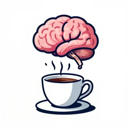 zombie drinking coffee logo, brain mushroom cloud coming from cup, by mcbess, full colour print, vintage colours, 1960s