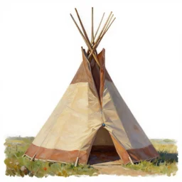 detailed oil painting of a native american teepee, png
