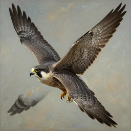 kirsten dunst flying on the back of a gigantic peregrine falcon in the style of francesco clemente