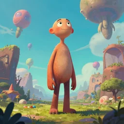 A beautiful artwork illustration, a tall humanoid creature radiating curiosity, caring, and joy, exploring and looking around in an alternate universe, featured on artstation, wide angle, vertical orientation
