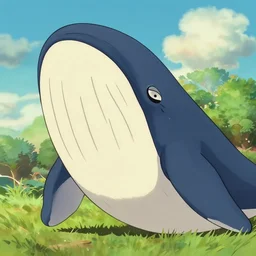 giant smiling happy whale, studio ghibli