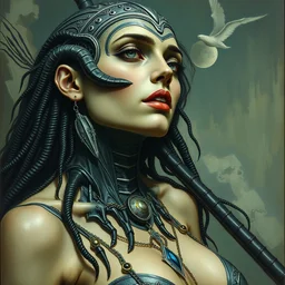 gal gadot as a h. r. giger, hans zatzka, hans zatzka, hans zatzkapainting