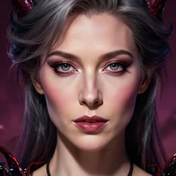 Christine Lagarde as a succubus, highly detailed face, realistic face, beautiful detailed eyes, fantasy art, in the style of artgerm, illustration, epic, fantasy, intricate, hyper detailed, artstation, concept art, smooth, sharp focus, ray tracing, vibrant, photorealistic
