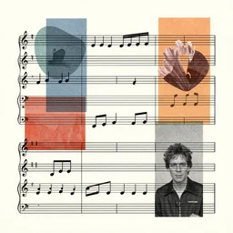musical score, modern collage, artwork by josan gonzalezy