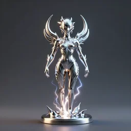 3 d render of a sculpture, chrometype, liquid metal, neotribal, raytraced, volumetric lightning, 8 k, innate studio