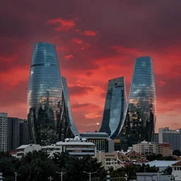 baku city with red sky