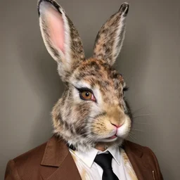 vladimir putin in elaborate makeup as rabbit from the book winnie the poo, highly detailed rabbit makeup in the style of rick baker, vladimir has long rabbit ears, rabbit fur, rabbit snout
