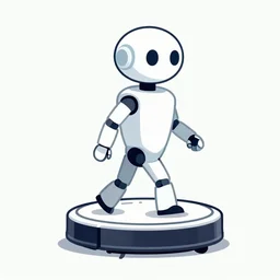 a robot walking a roomba. simple background. clean cel shaded vector art. shutterstock. behance hd by lois van baarle, artgerm, helen huang, by makoto shinkai and ilya kuvshinov, rossdraws, illustration, art by ilya kuvshinov