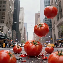 2 0 w 3 4 th st., new york, ny 1 0 0 0 1, united states destroyed by falling tomatoes photo realistic