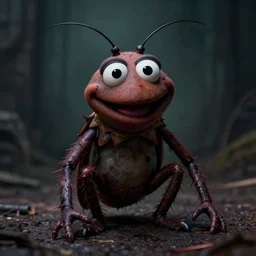 muppet horrifying grimdark gritty evil cute funny photorealistic 8 k sharp moody cockroach