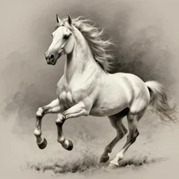 pencil studies, pose reference, galloping white horse, full body, windswept mane and tail, dramatic chiaroscuro, trending on artstation, norman rockwell