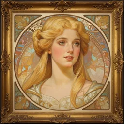 painted portrait of eowyn, blonde hair, charming, young, elegant, upper body, fantasy, intricate, highly detailed, decorated frame, digital painting, artstation, concept art, smooth, sharp focus, illustration, art by ismail inceoglu, alphonse mucha, and pixar.