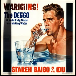 1 9 5 0 american propaganda poster warning the danger of drinking water,