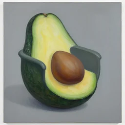 an armchair in the shape of an avocado painting in the style of alex grey