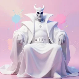 wealthy male half necromancer, made of white gucci fabric, pixiv fanbox, dramatic lighting, maximalist pastel color palette, splatter paint, pixar and disney concept, graphic novel by fiona staples and dustin nguyen peter elson alan bean wangechi mutu, clean cel shaded vector art, trending on artstation