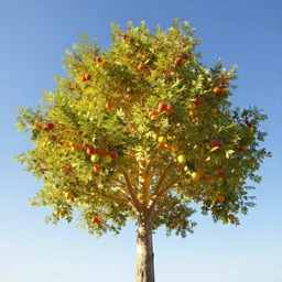 A luminous tree of colorful fruits in the sky, 8k, hyper realistic, insainly detailed, HDR, octan render