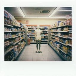 polaroid photograph of the inside of an empty convenience store, liminal space, lonely, mannequins, black mold, 3 5 mm, raw, unedited, 8 k, hd, the fifth element