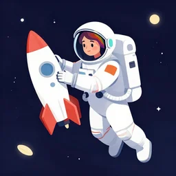 a beautiful woman with rainbow hair floating in space. she is an astronaut, wearing a space suit, fixing her space rocket. clean cel shaded vector art. shutterstock. behance hd by lois van baarle, artgerm, helen huang, by makoto shinkai and ilya kuvshinov, rossdraws, illustration, art by ilya kuvshinov
