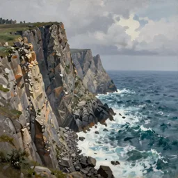 steep cliffs overlooking a stormy sea, extremely detailed oil painting, unreal 5 render, digital art, landscape painting, octane render, beautiful composition, trending on artstation, award winning photograph, masterpiece