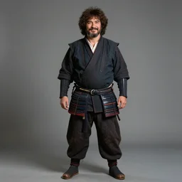 full body shot Samurai young Bob Ross realistic detailed portrait by Gregory Crewdson, Irving Penn, Rembrandt, Alex Horley and Jimmy Nelson!