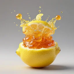 man made out of lemon skin, head is exploding into jam : ornate, dynamic, particulate, intricate, elegant, highly detailed, centered, artstation, smooth, sharp focus, octane render
