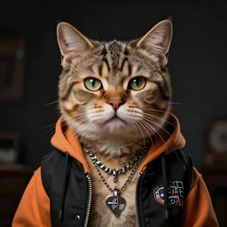 portrait of a chav cat, anthro cat, chav apparel, digital art, dramatic lighting, extremely detailed