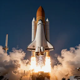 space shuttle launching upside down