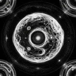 a seamless planet pattern, circular, b & w, artstation, digital art.