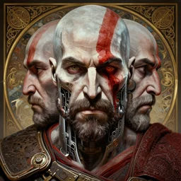 symmetry!! portrait of willem dafoe in the style of god of war, machine parts embedded into face, intricate, elegant, highly detailed, digital painting, artstation, concept art, smooth, sharp focus, illustration, art by artgerm and greg rutkowski and alphonse mucha, 8 k