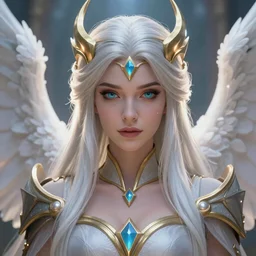 a saint noble charming high priestess as a league of legends character, angelic light, fantasy clothes, symmetric face, close up shot, masterpiece, cg animation, riot enterainment, arcane, realistic, hyper detailed, hyper detailed face, character select portrait, 3 d, by artgerm, charlie bowater, ilya kuvshinov, justin gerard