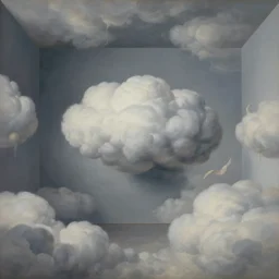 room full of clouds, painting by rene magritte, centered, high detail, high resolution