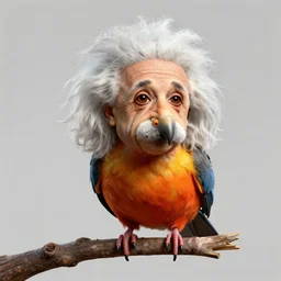 a bird!!! with face of albert einstein, colored, concept art, octane render, deviantart