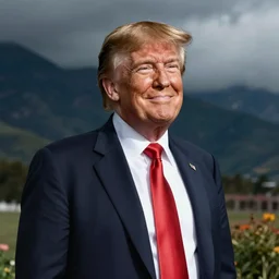 donald trump serene, smiling, by george clausen